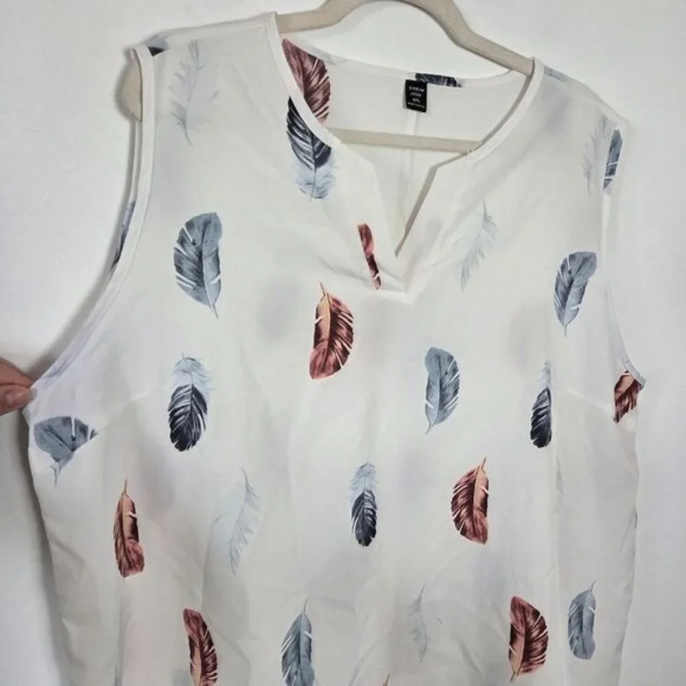 Plus Size 4X Feather Camisole Blouse Top White Boho Summer Festival Gypsy Hippie - Picture 2 of 5